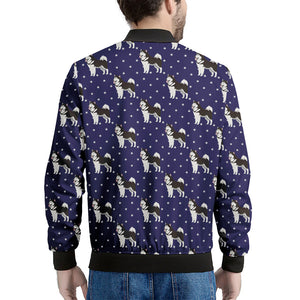 Alaskan Malamute Pattern Print Men's Bomber Jacket