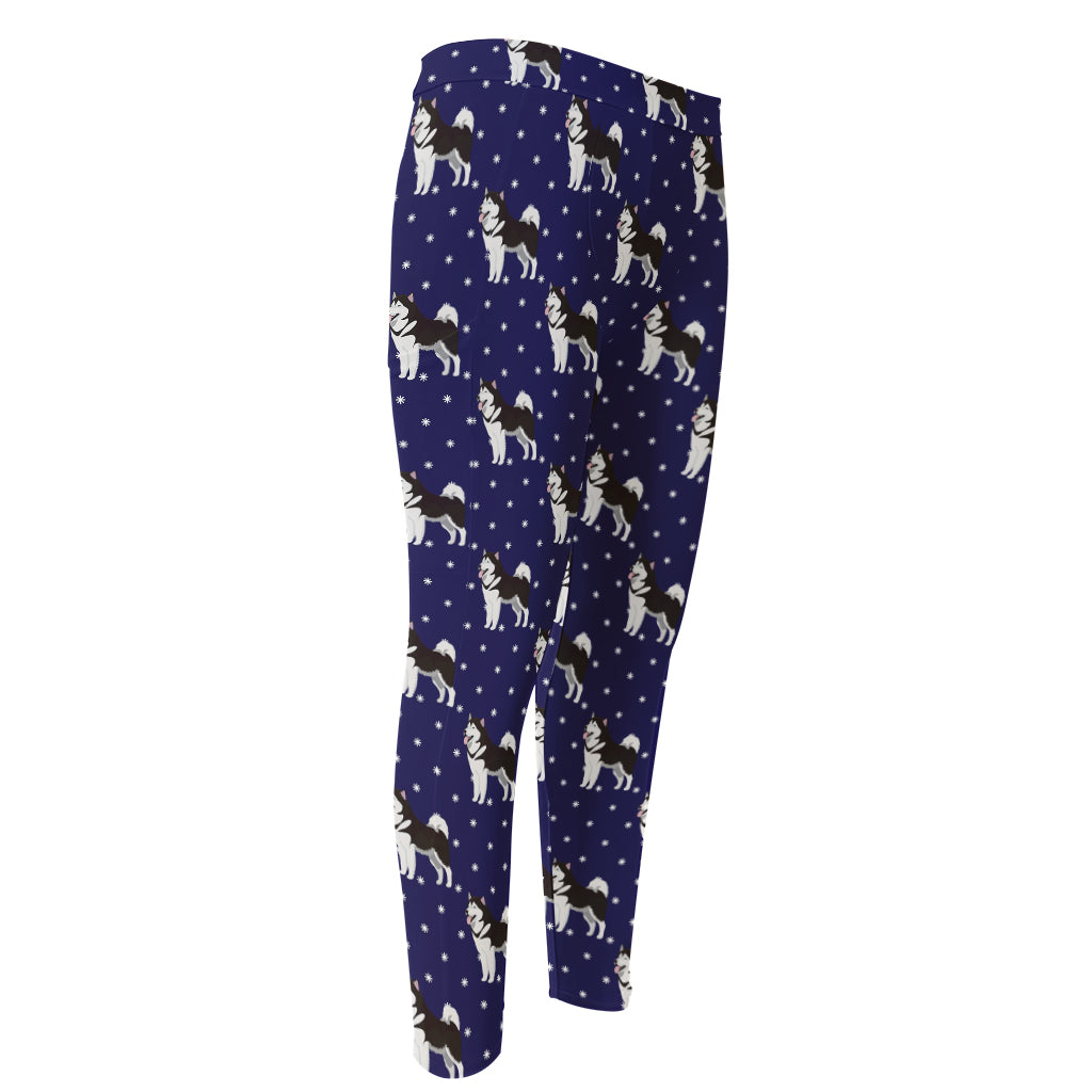 Alaskan Malamute Pattern Print Men's Compression Pants