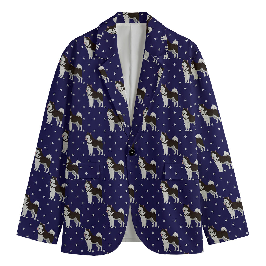 Alaskan Malamute Pattern Print Men's Cotton Blazer