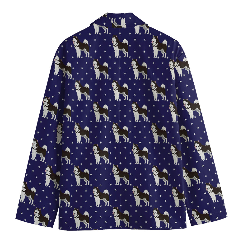 Alaskan Malamute Pattern Print Men's Cotton Blazer