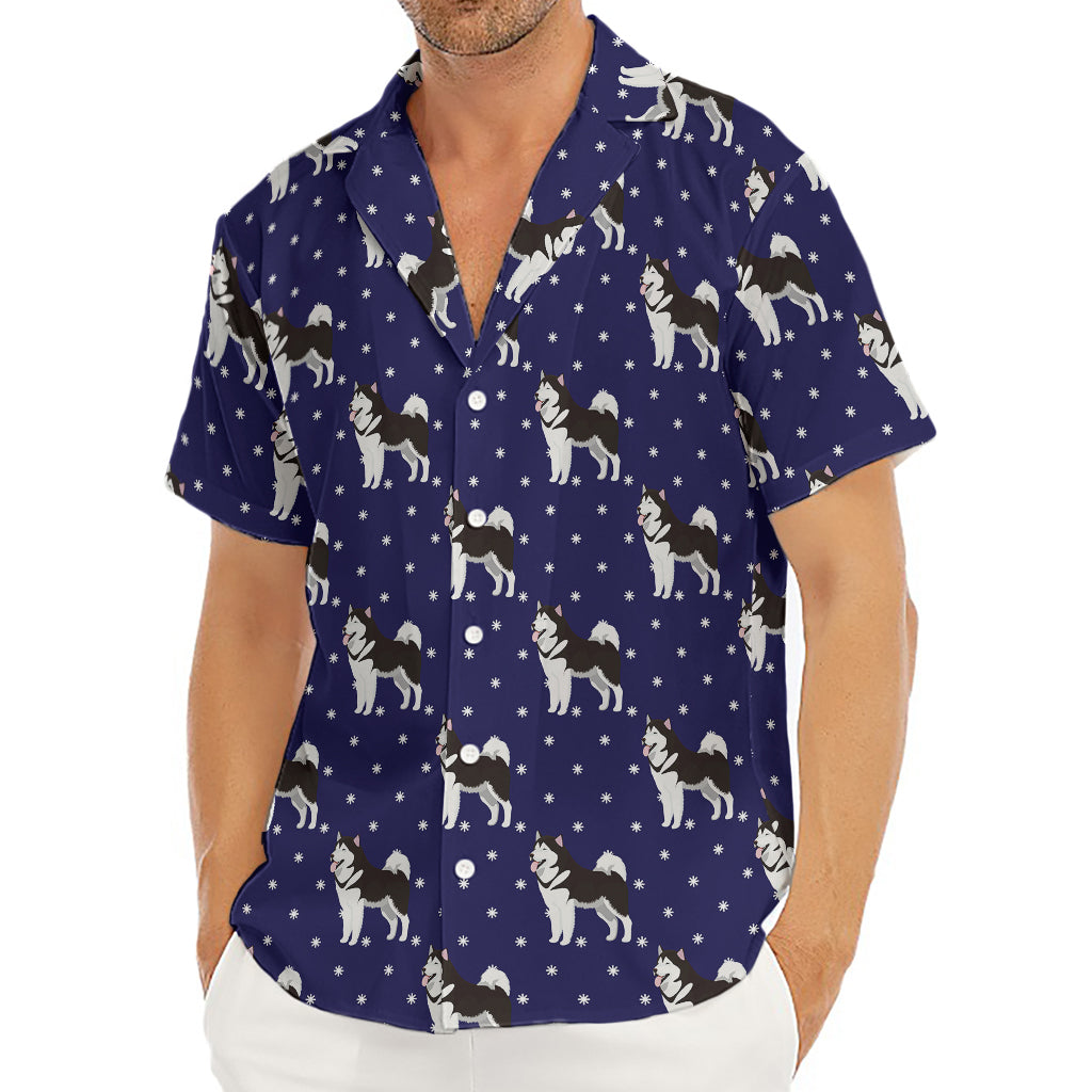 Alaskan Malamute Pattern Print Men's Deep V-Neck Shirt