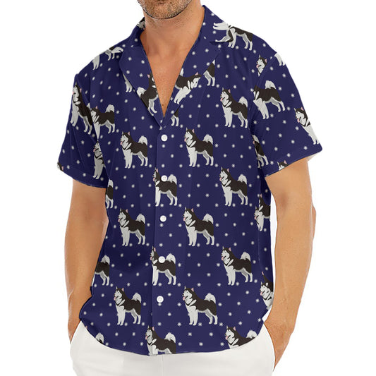 Alaskan Malamute Pattern Print Men's Deep V-Neck Shirt
