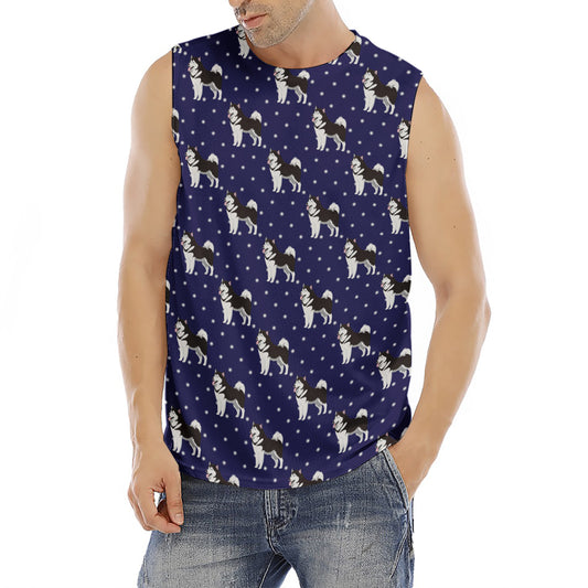 Alaskan Malamute Pattern Print Men's Fitness Tank Top