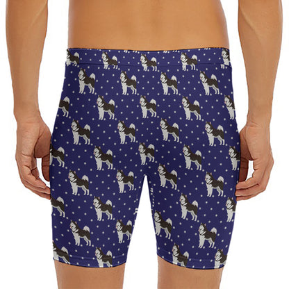 Alaskan Malamute Pattern Print Men's Long Boxer Briefs