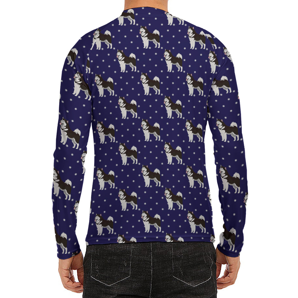 Alaskan Malamute Pattern Print Men's Long Sleeve Rash Guard