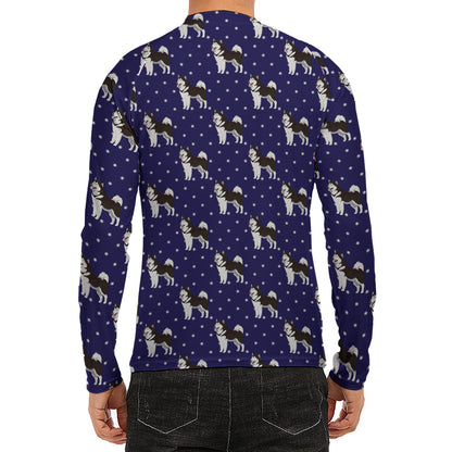 Alaskan Malamute Pattern Print Men's Long Sleeve Rash Guard