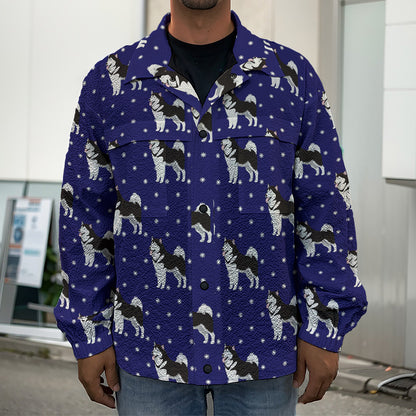 Alaskan Malamute Pattern Print Men's Shirt Jacket
