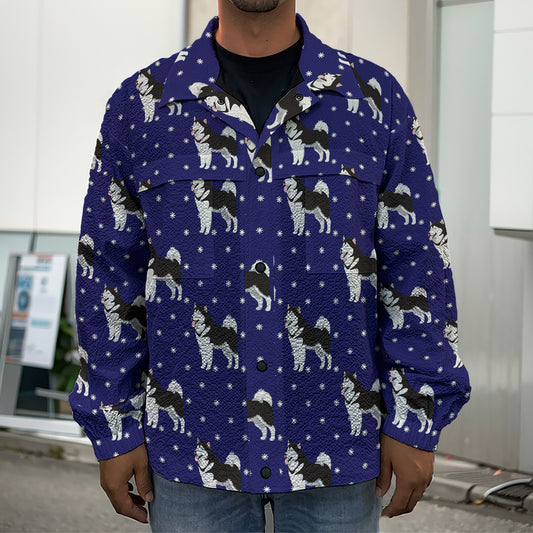 Alaskan Malamute Pattern Print Men's Shirt Jacket