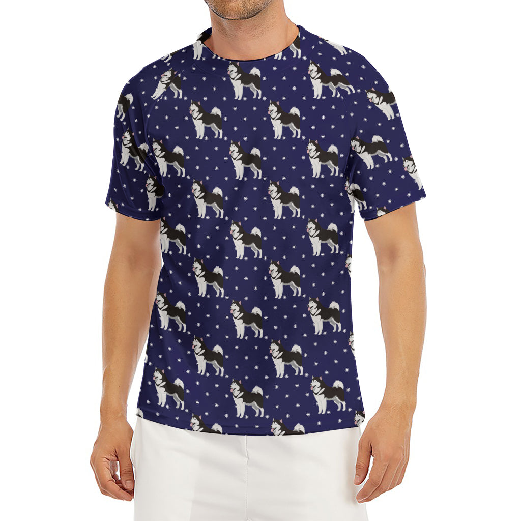 Alaskan Malamute Pattern Print Men's Short Sleeve Rash Guard