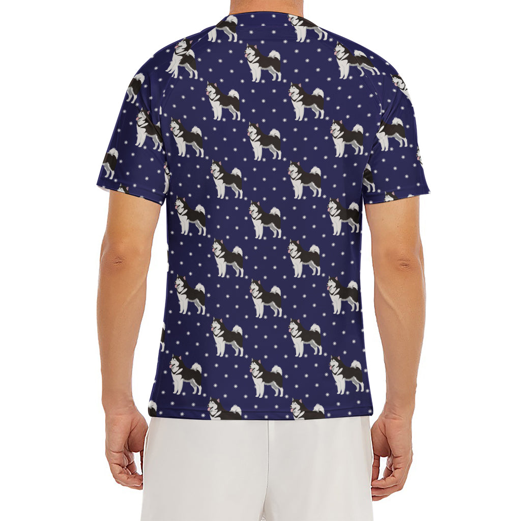 Alaskan Malamute Pattern Print Men's Short Sleeve Rash Guard