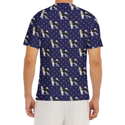 Alaskan Malamute Pattern Print Men's Short Sleeve Rash Guard