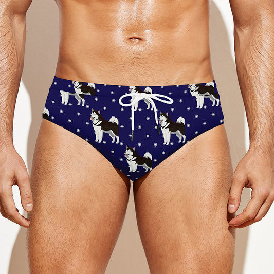 Alaskan Malamute Pattern Print Men's Swim Briefs