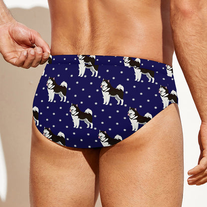 Alaskan Malamute Pattern Print Men's Swim Briefs