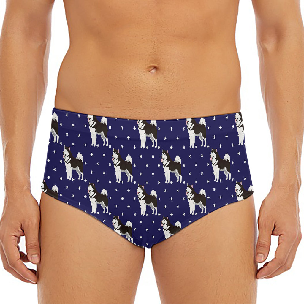 Alaskan Malamute Pattern Print Men's Triangle Swim Briefs
