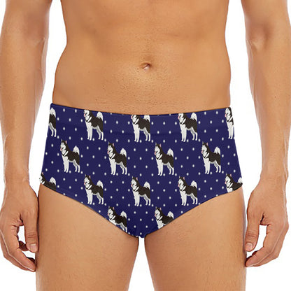Alaskan Malamute Pattern Print Men's Triangle Swim Briefs