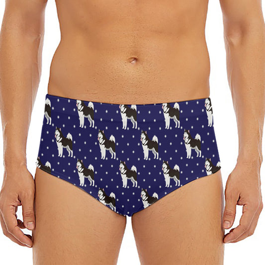 Alaskan Malamute Pattern Print Men's Triangle Swim Briefs
