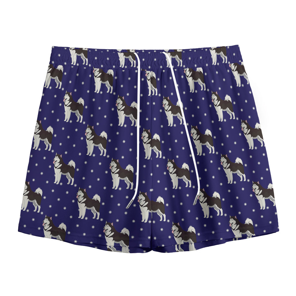 Alaskan Malamute Pattern Print Mesh Shorts