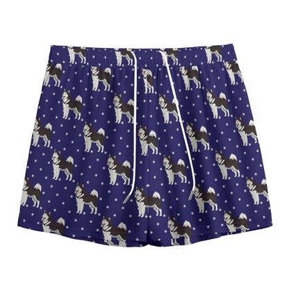 Alaskan Malamute Pattern Print Mesh Shorts