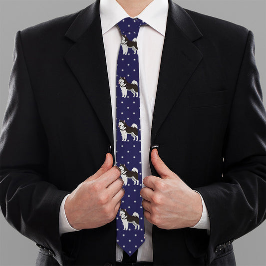 Alaskan Malamute Pattern Print Necktie