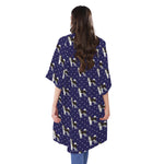 Alaskan Malamute Pattern Print Open Front Beach Cover Up