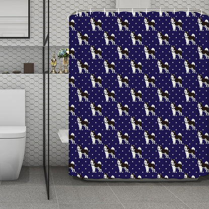 Alaskan Malamute Pattern Print Polyester Shower Curtain