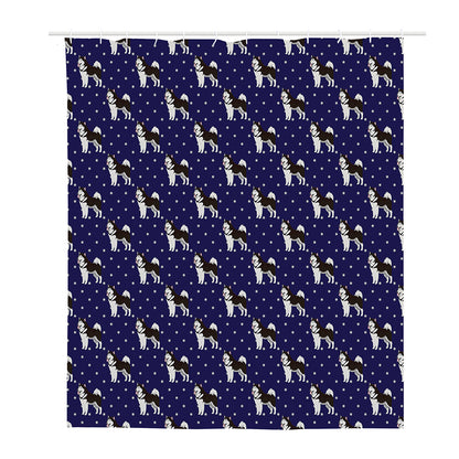 Alaskan Malamute Pattern Print Polyester Shower Curtain