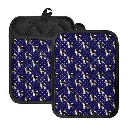 Alaskan Malamute Pattern Print Pot Holders With Pocket