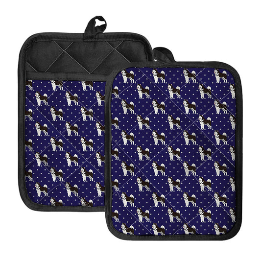 Alaskan Malamute Pattern Print Pot Holders With Pocket