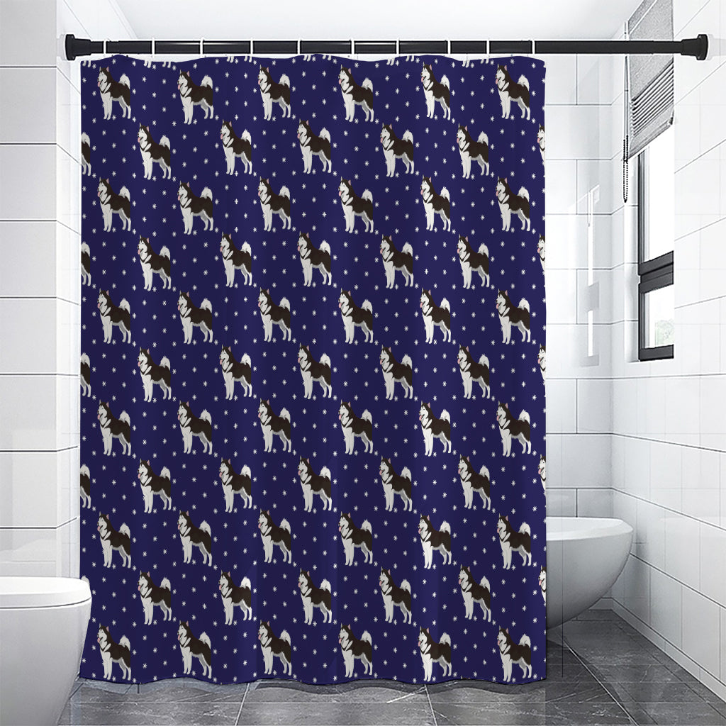 Alaskan Malamute Pattern Print Premium Shower Curtain