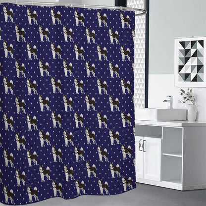 Alaskan Malamute Pattern Print Premium Shower Curtain