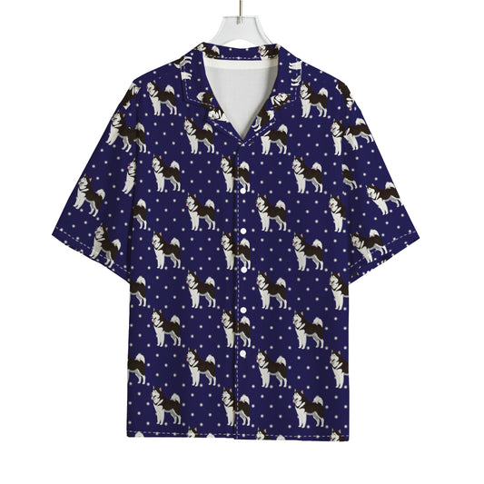 Alaskan Malamute Pattern Print Rayon Hawaiian Shirt