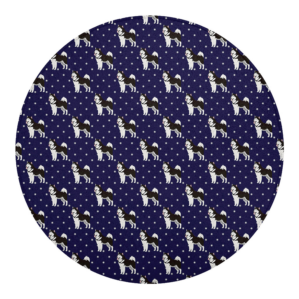 Alaskan Malamute Pattern Print Round Blanket