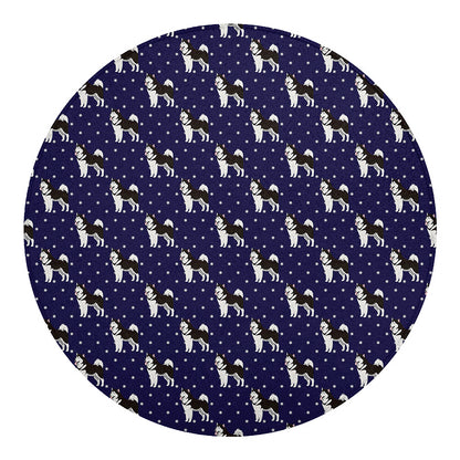 Alaskan Malamute Pattern Print Round Blanket