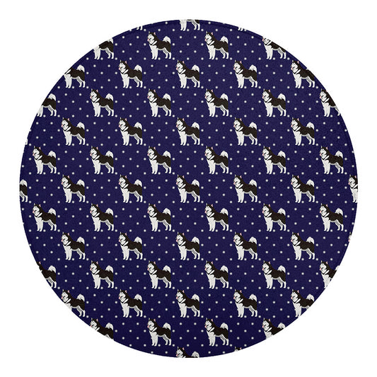 Alaskan Malamute Pattern Print Round Blanket