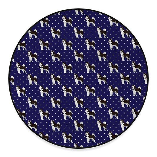 Alaskan Malamute Pattern Print Round Floor Mat