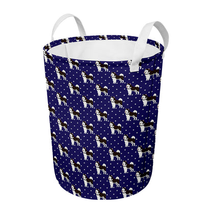 Alaskan Malamute Pattern Print Round Laundry Basket