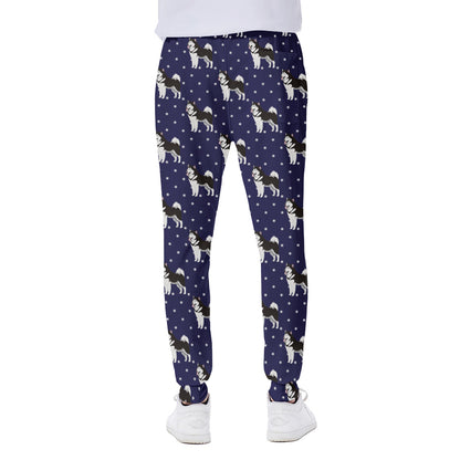 Alaskan Malamute Pattern Print Scuba Joggers