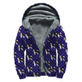Alaskan Malamute Pattern Print Sherpa Lined Zip Up Hoodie