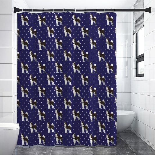 Alaskan Malamute Pattern Print Shower Curtain