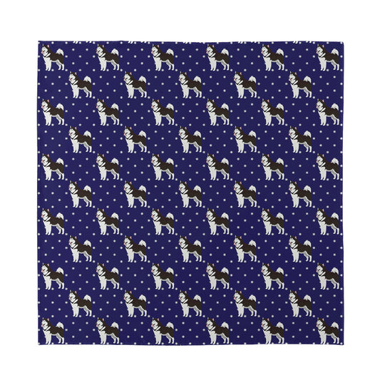 Alaskan Malamute Pattern Print Silk Bandana