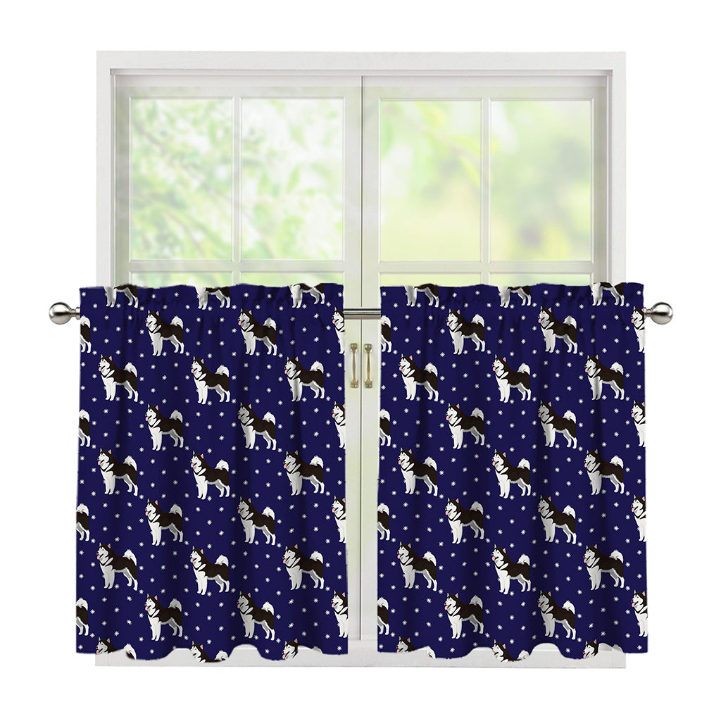Alaskan Malamute Pattern Print Tier Curtains