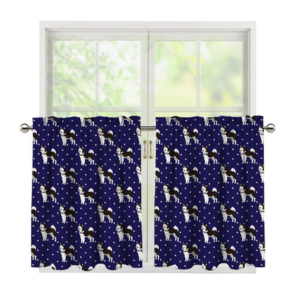 Alaskan Malamute Pattern Print Tier Curtains