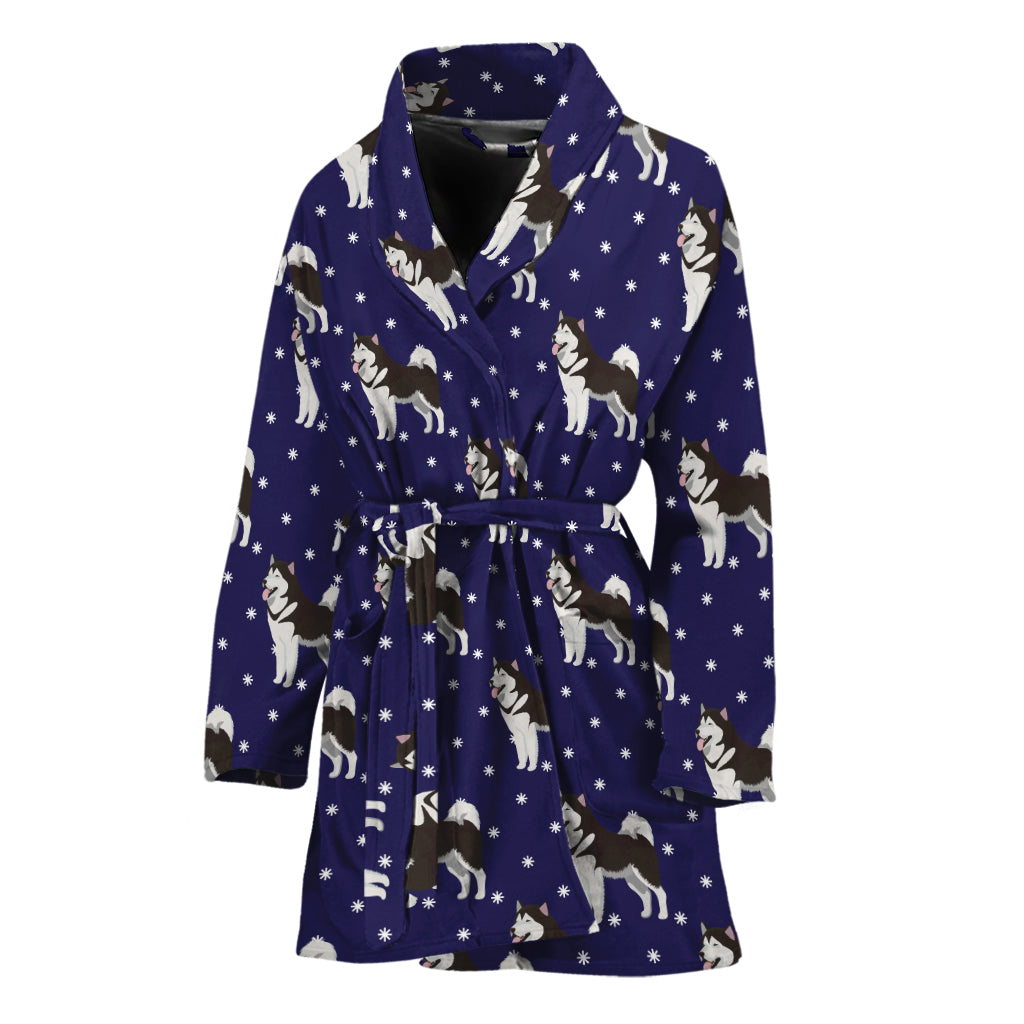 Alaskan Malamute Pattern Print Women's Bathrobe