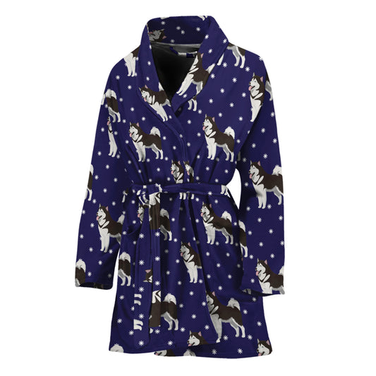 Alaskan Malamute Pattern Print Women's Bathrobe