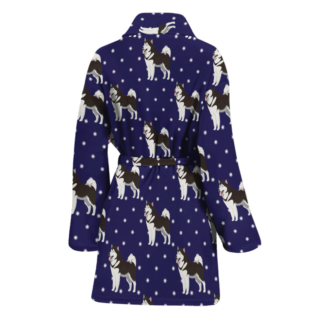 Alaskan Malamute Pattern Print Women's Bathrobe
