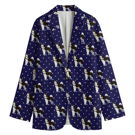 Alaskan Malamute Pattern Print Women's Blazer