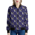 Alaskan Malamute Pattern Print Women's Bomber Jacket