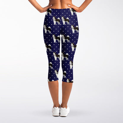 Alaskan Malamute Pattern Print Women's Capri Leggings