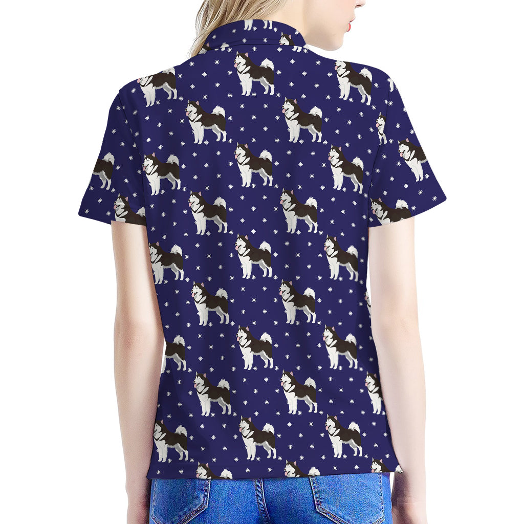 Alaskan Malamute Pattern Print Women's Polo Shirt