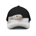 Albino Snake Print Black Mesh Trucker Hat